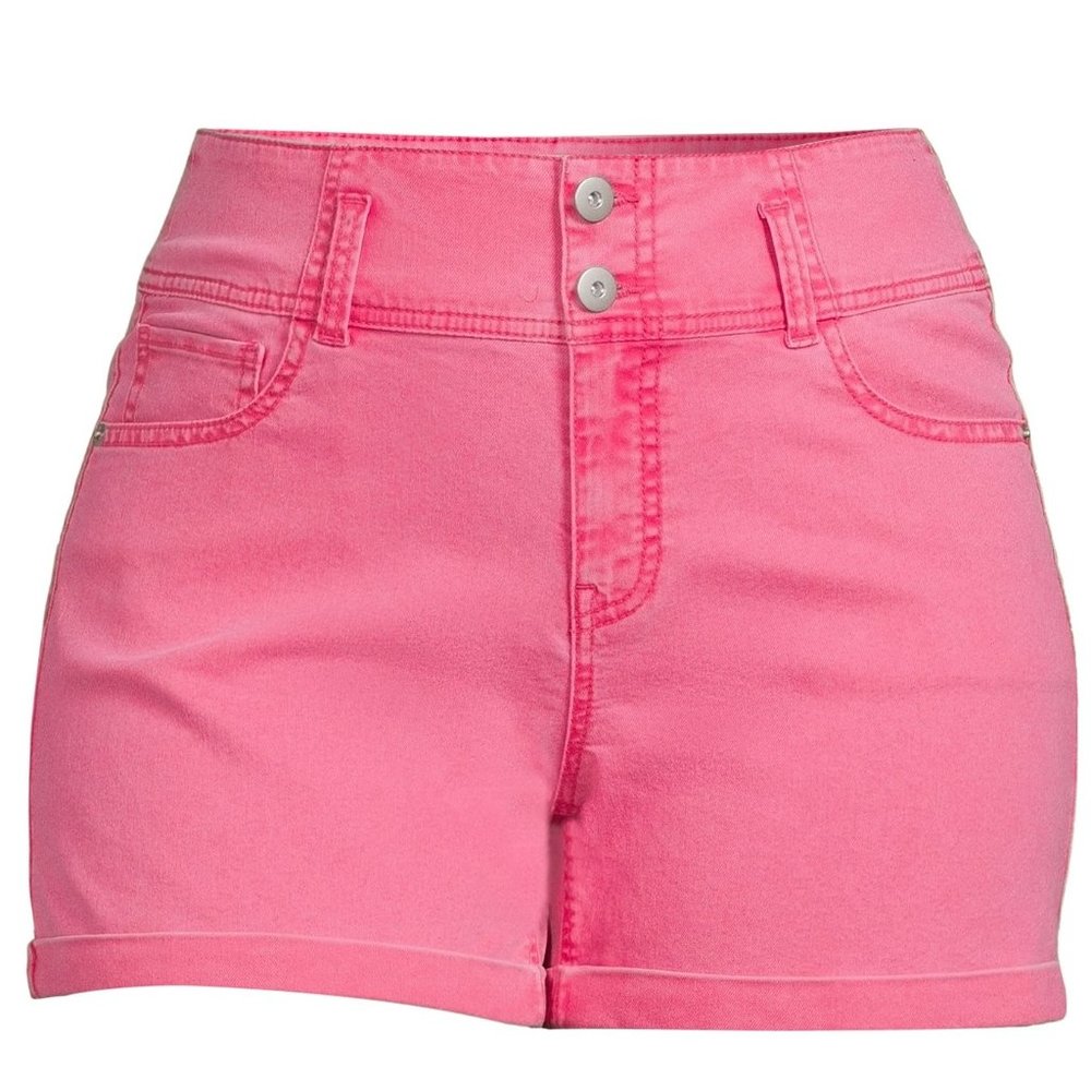 Juniors No Boundaries High Rise Corset Shorts- Rolled Cuff Size 11 pink red NWT